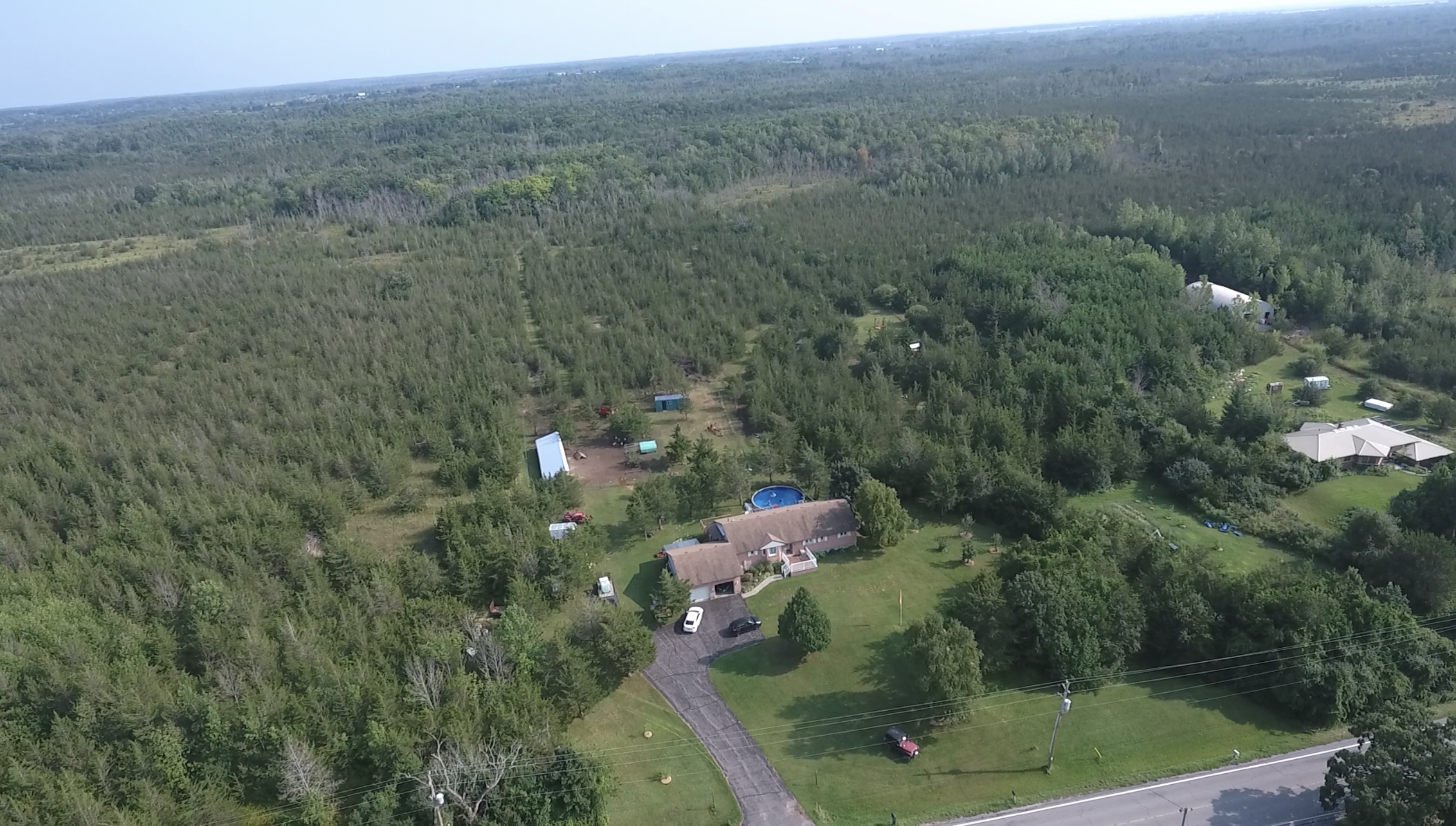Aerial view of the Honeycomb Poultry Patch property in Carrying Place